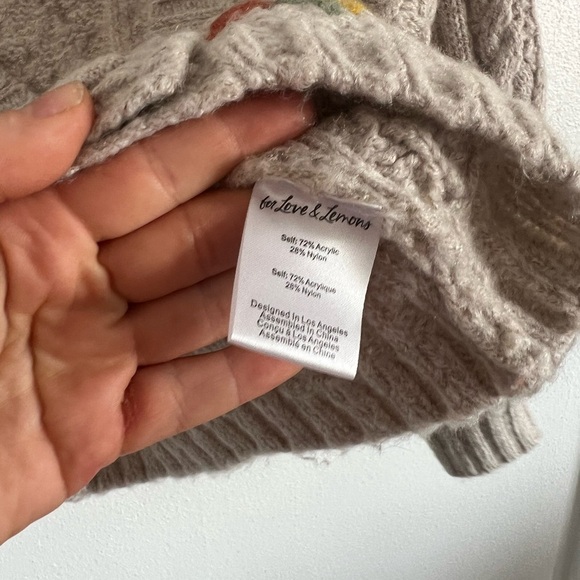 For Love & Lemons Amaryllis Cropped Cardigan in Wheat, size XS - Picture 4 of 6